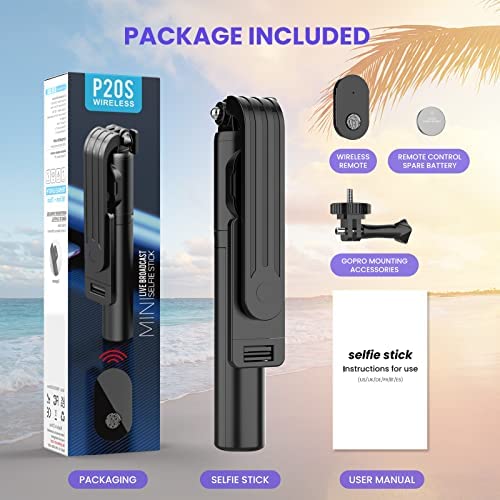 P20S Wireless Selfie Stick Extendable Foldable Handheld Monopod with Tripod Stand Bluetooth Remote LED Light